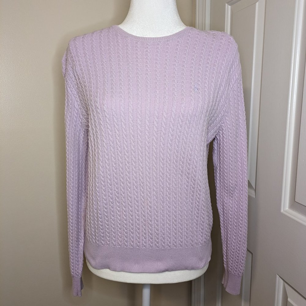Ralph Lauren Polo Golf size M Cable Knit sweater light pink